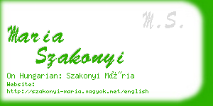 maria szakonyi business card